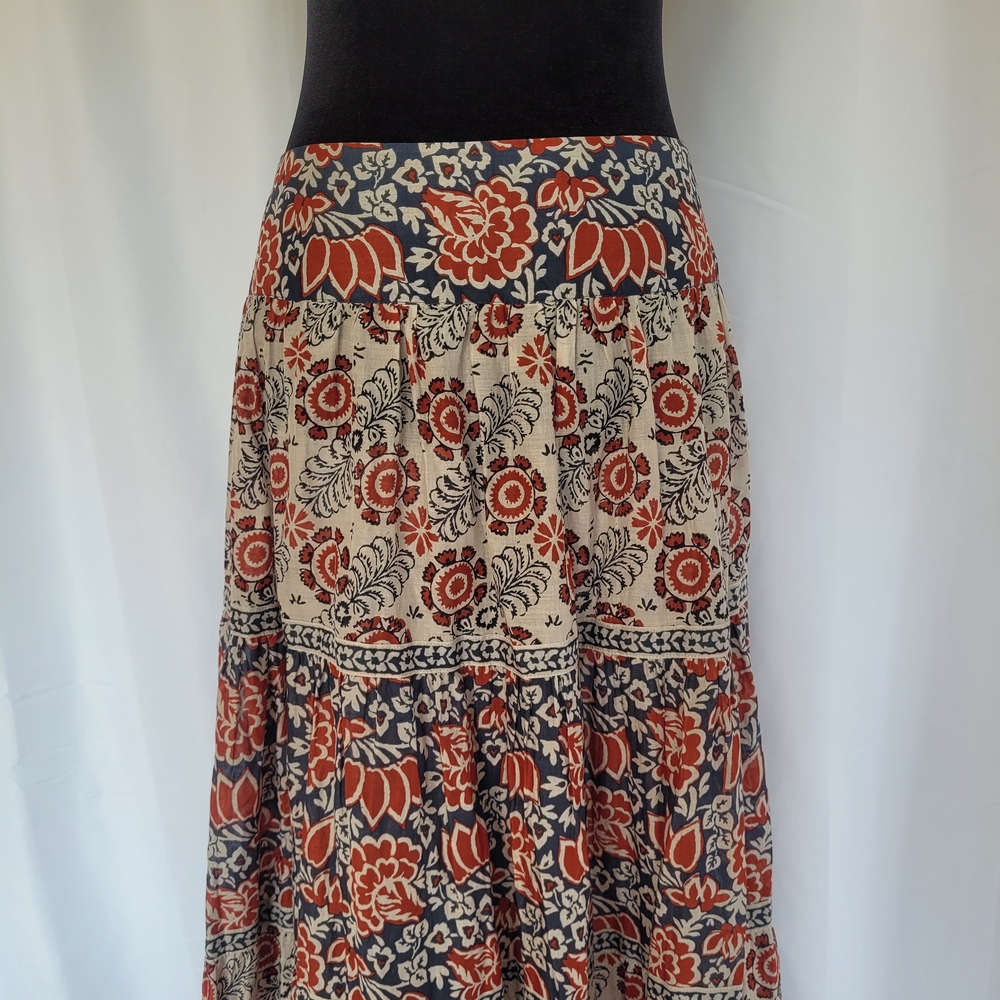 🌻Sundance tiered boho cotton maxi skirt.Floral print Sz 12 excellent condition - Picture 6 of 13